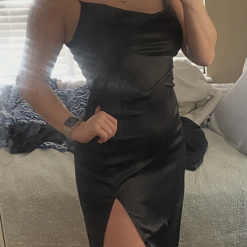 Elegant Black Satin Dress